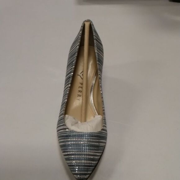 Katy Perry Collections Blue and White Striped Heels - Picture 3 of 6